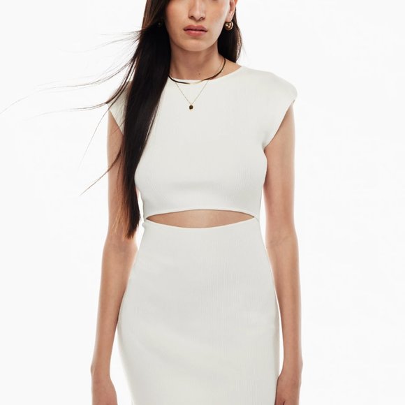 Aritzia - Wilfred Free Cut-out Knit Mini Dress - NWT  - White/Espace - Picture 4 of 5